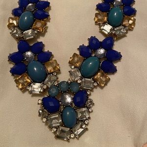 Teal, Cobalt Blue and Gold Statement Necklace